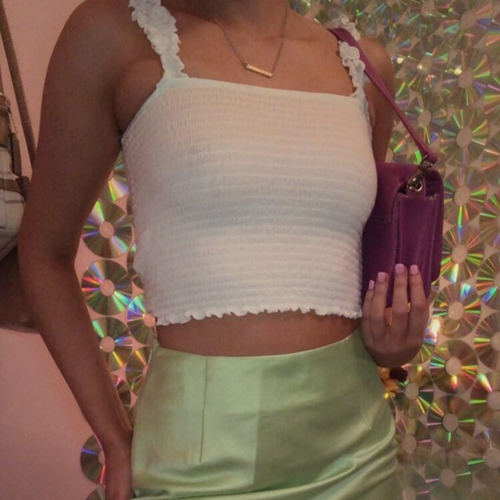 Ruffled white forever 21 tank top